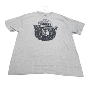 Meijer Shirt Mens 2XL Gray Smokey Bear Tonal Graphic Tee Camping Outdoor Top